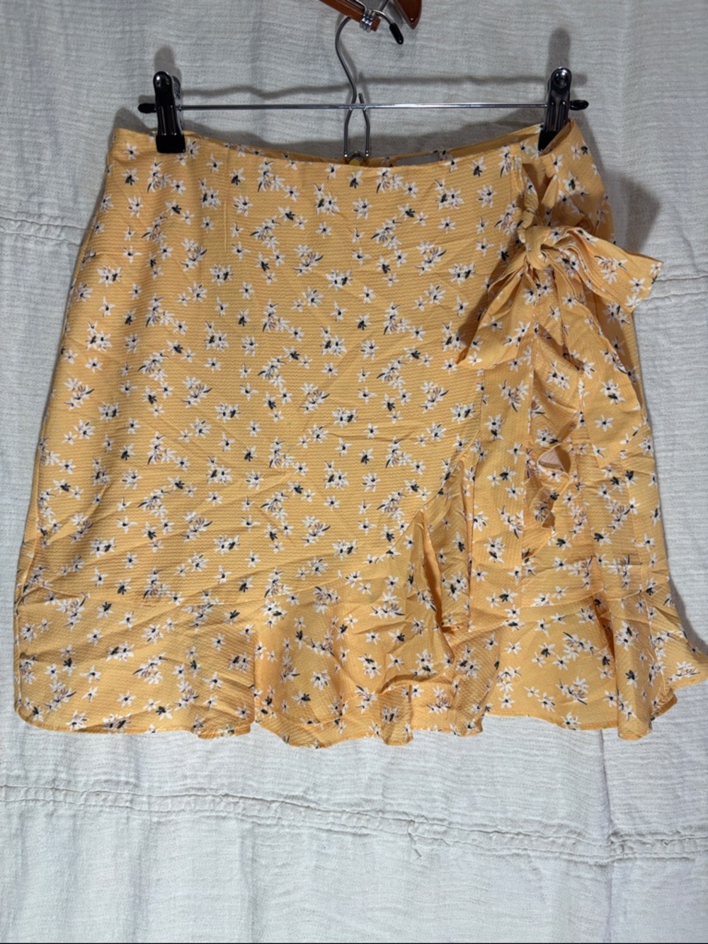 Princess Polly Yellow Floral Wrap-Style Mini Skirt